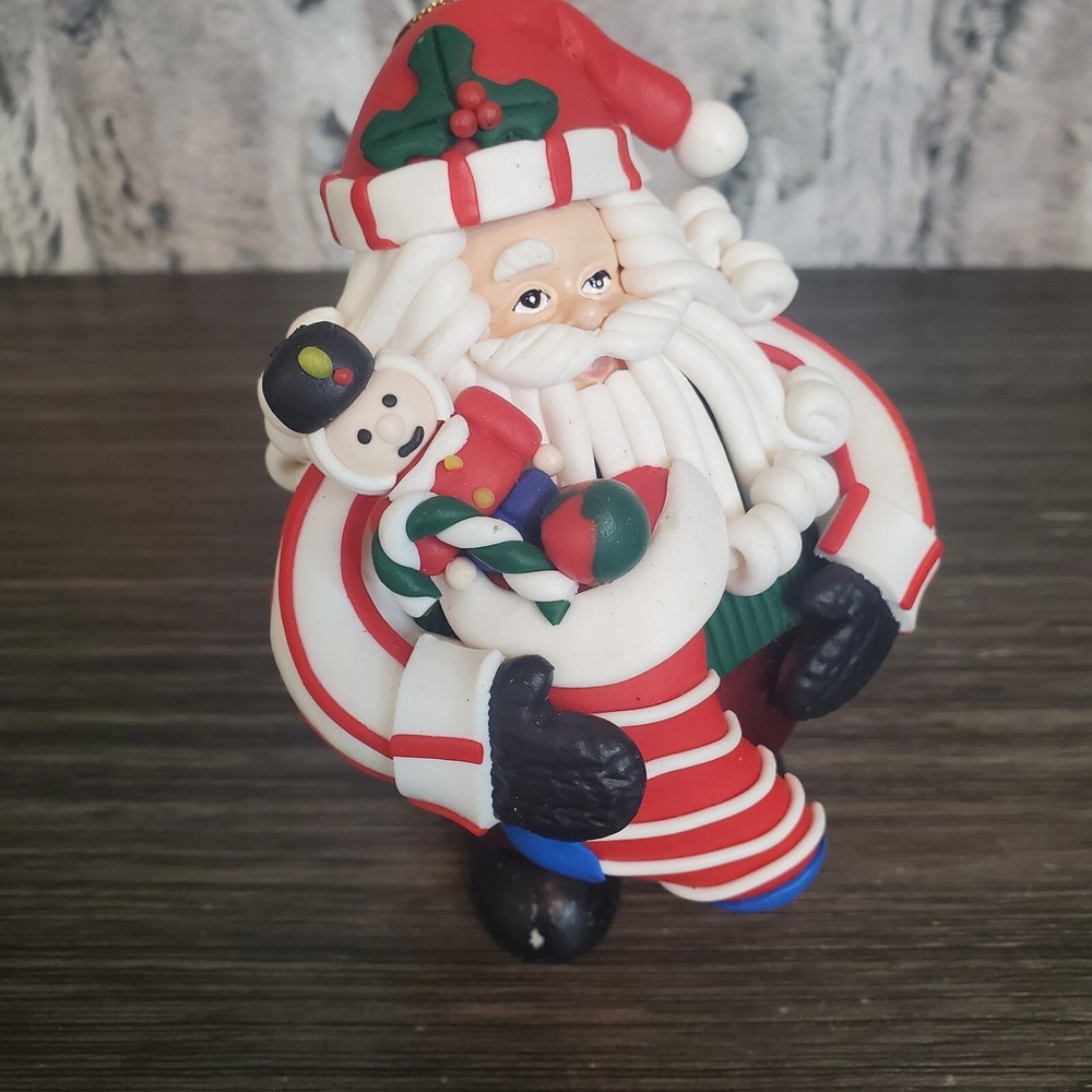 TRADITIONS Santa Claus Holding Stocking w‎ Toys Collectible Character Ornament